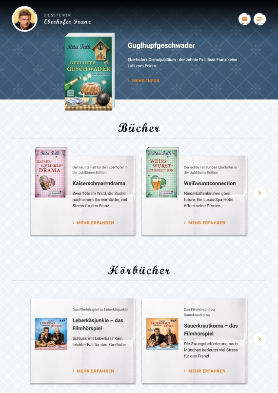 Ansicht Website, Bereich Bücher und Hörbücher