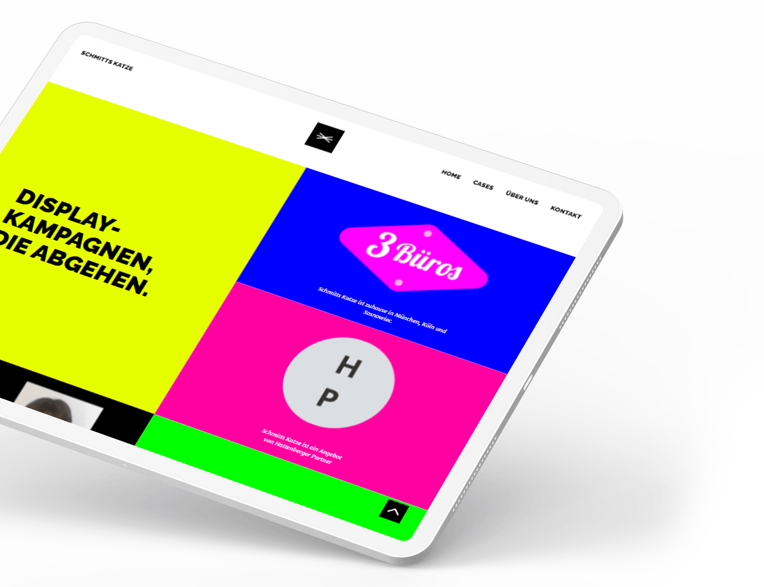 Tablet mit Schmitts Katze Website