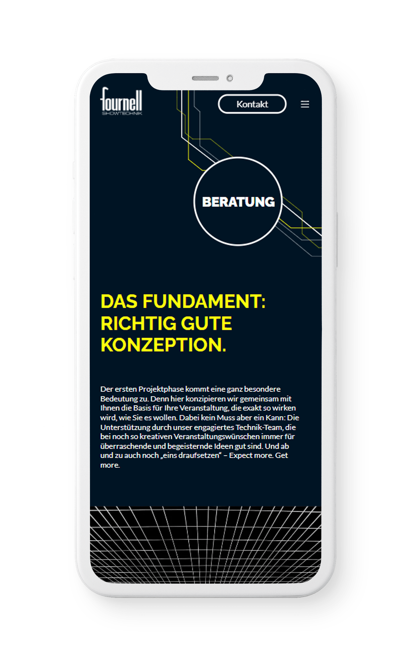 Smartphone Ansicht der Fournell Website